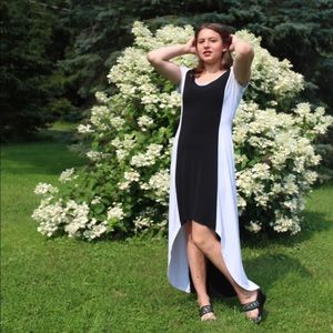 Andrew Marc New York highlow black and white dress